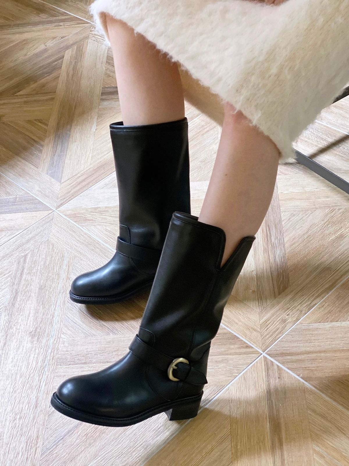 쥬다르(JEU DART) antique belt half boots black