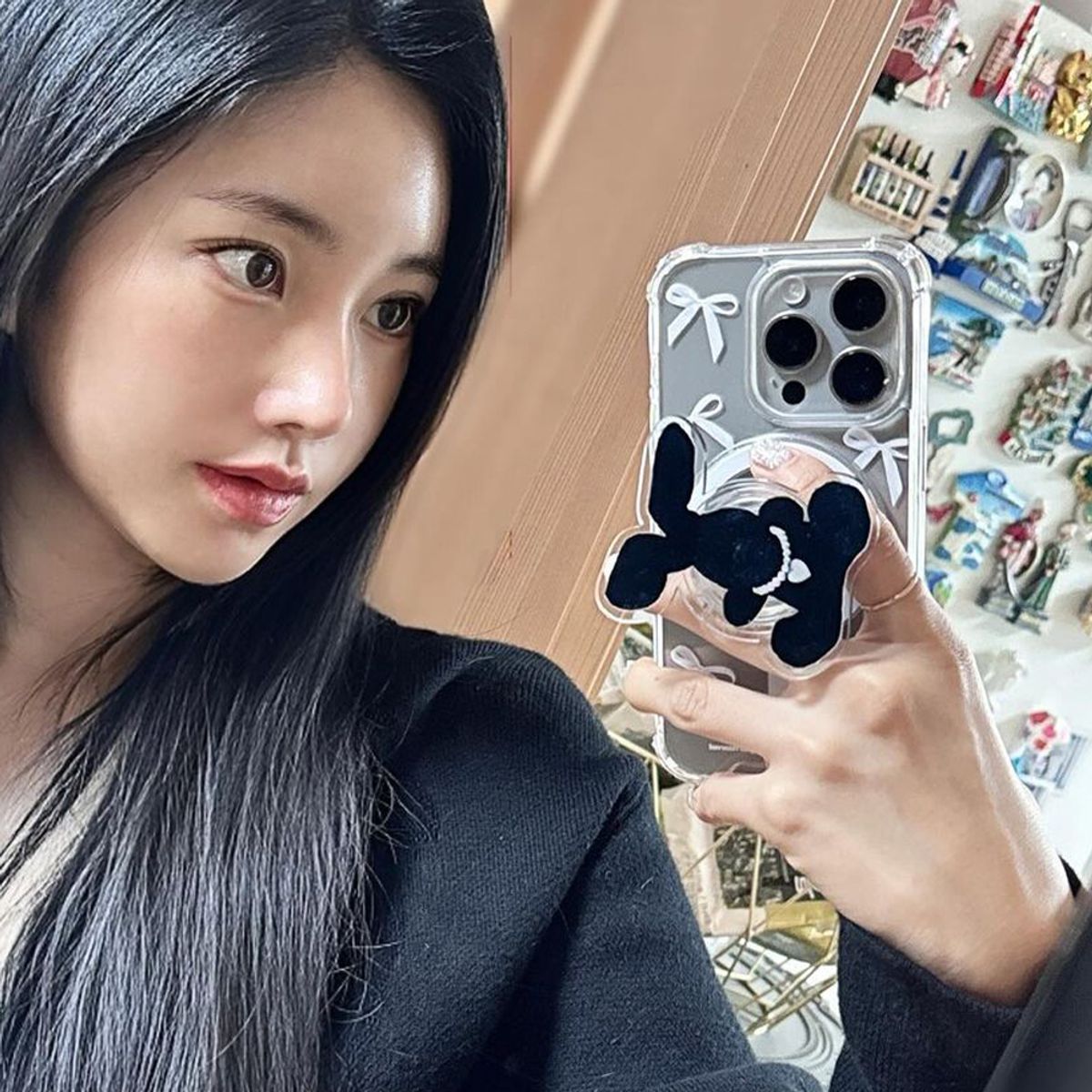 일육팔센치케이스(168CM) 아이폰 맥세이프 그립 스마트톡 거치대 블랙 래빗