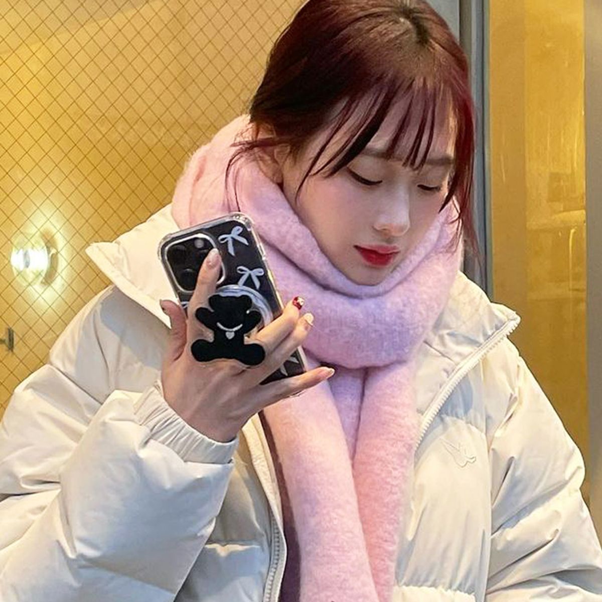 일육팔센치케이스(168CM) 아이폰 맥세이프 그립 스마트톡 거치대 블랙 베어