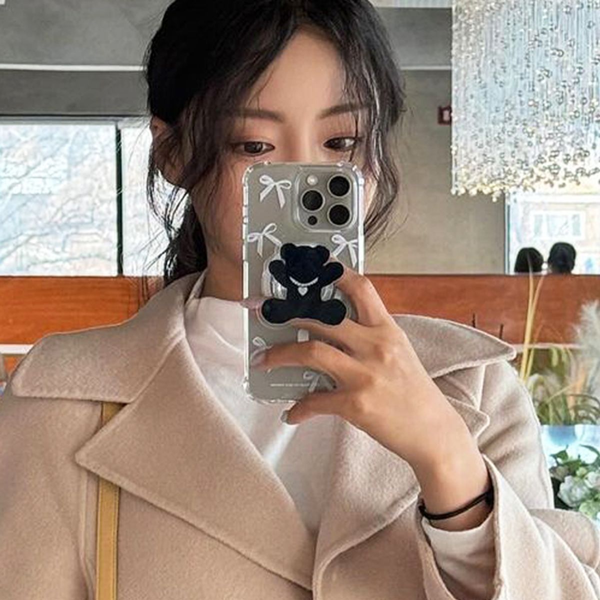 일육팔센치케이스(168CM) 아이폰 맥세이프 그립 스마트톡 거치대 블랙 베어