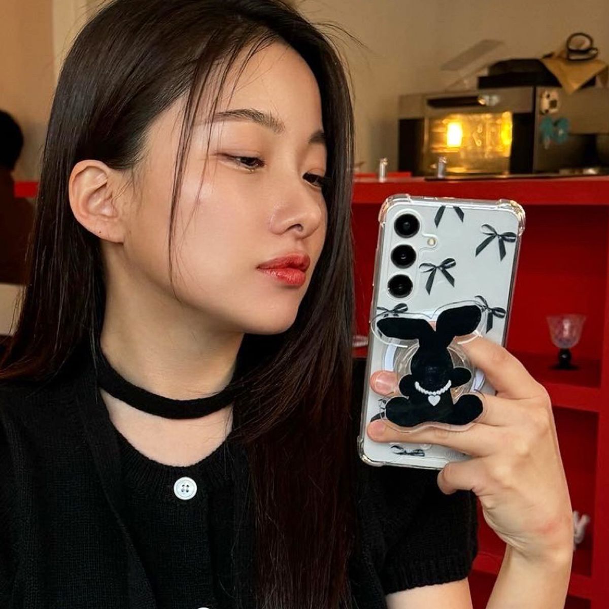 일육팔센치케이스(168CM) 자력2배 아이폰 16 15 14 갤럭시 S23 S24 맥세이프 투명 범퍼케이스 리본 패턴