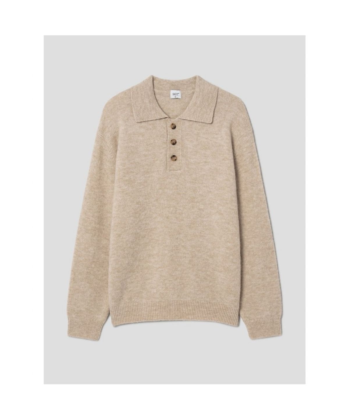 시프트지(SHIFT.G) Wool Blended Fancy Yarn Polo Neck Sweate  Beige
