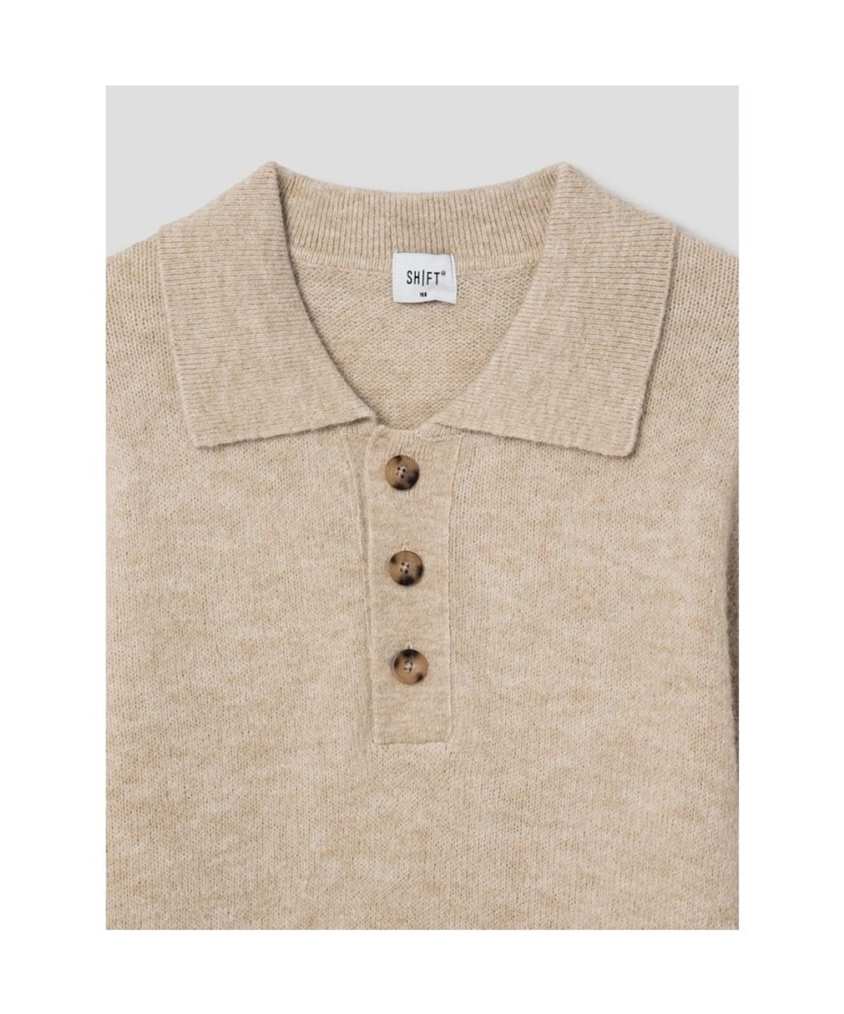 시프트지(SHIFT.G) Wool Blended Fancy Yarn Polo Neck Sweate  Beige