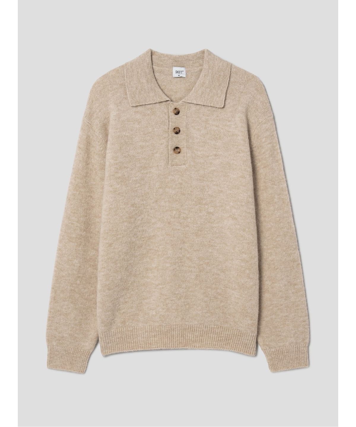 시프트지(SHIFT.G) Wool Blended Fancy Yarn Polo Neck Sweate  Beige