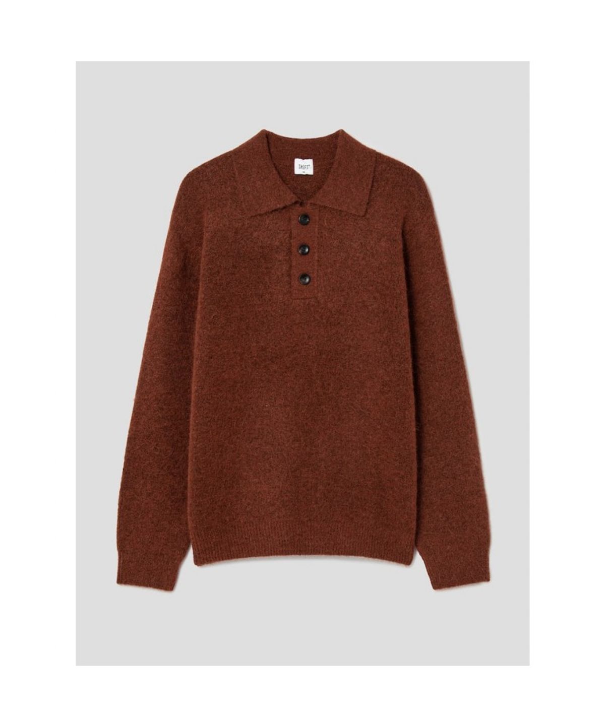 시프트지(SHIFT.G) Wool Blended Fancy Yarn Polo Neck Sweater  Brick