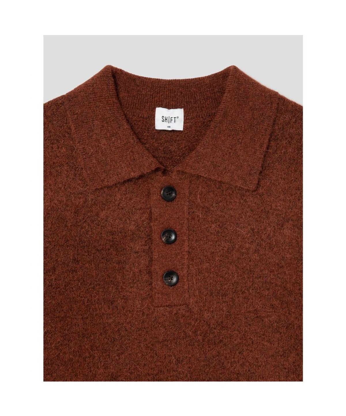 시프트지(SHIFT.G) Wool Blended Fancy Yarn Polo Neck Sweater  Brick