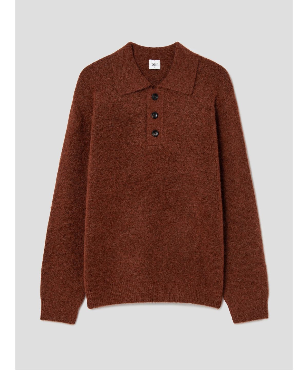 시프트지(SHIFT.G) Wool Blended Fancy Yarn Polo Neck Sweater  Brick