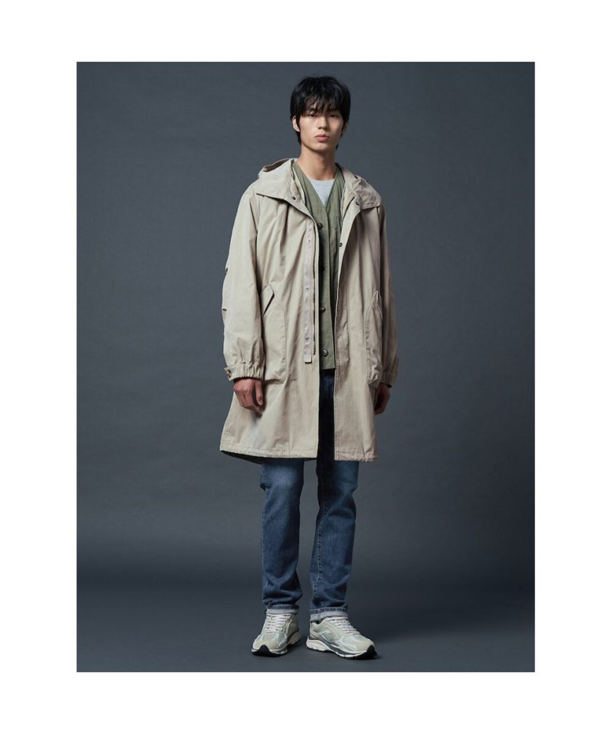 시프트지(SHIFT.G) Cotton Blended Shutter Long Parka  Beige