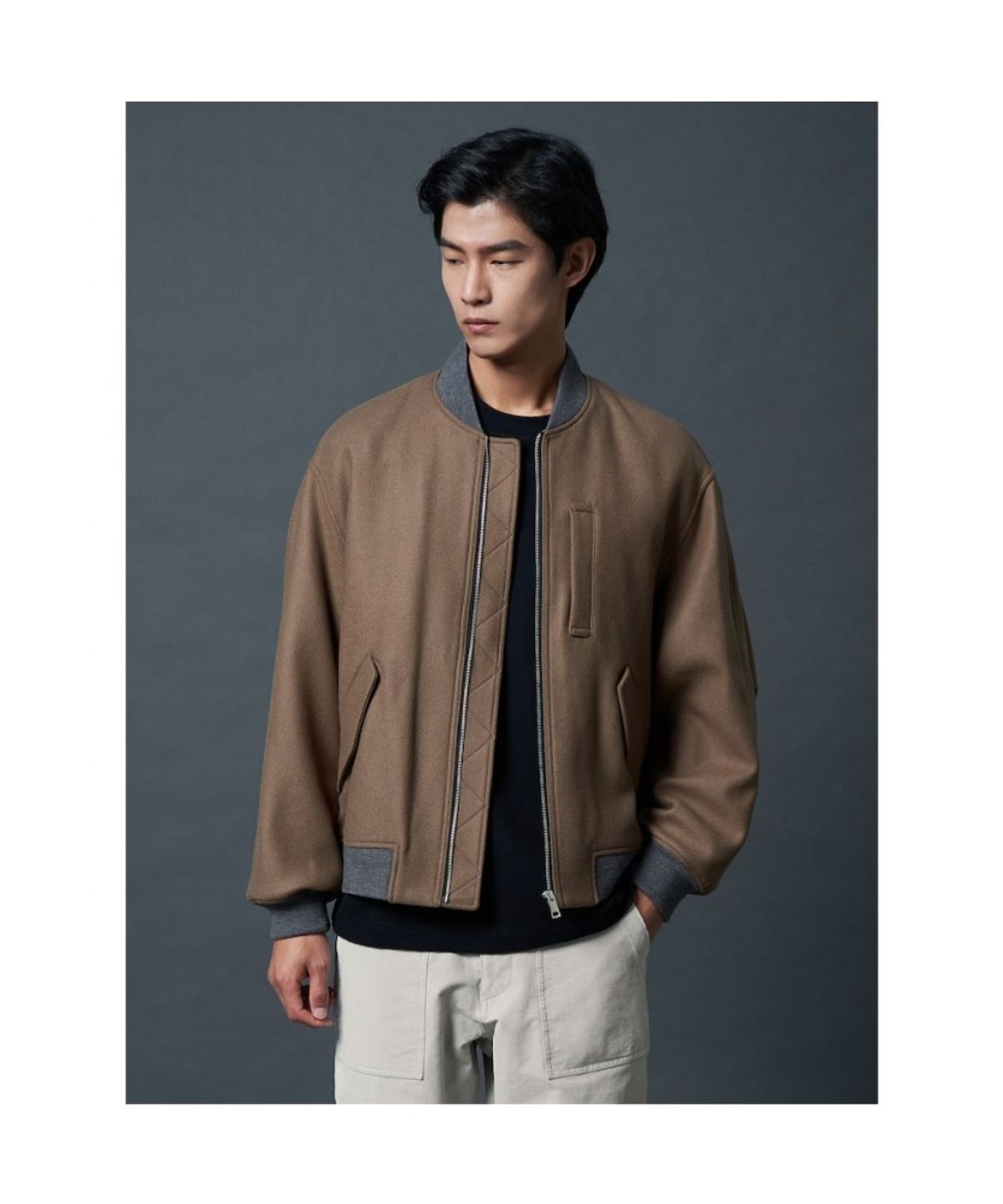 시프트지(SHIFT.G) Wool Blended Aviator Jumper  Beige
