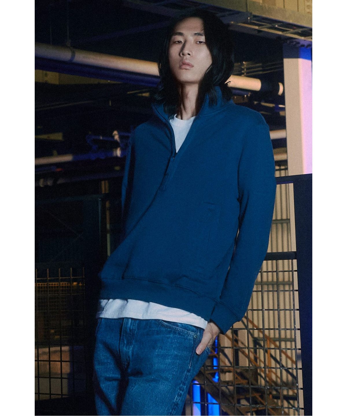 시프트지(SHIFT.G) ITS Half Zipup Sweatshirts  Blue