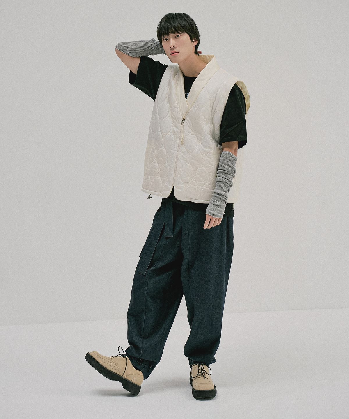 꼬마크(CCOMAQUE) 데님 사폭바지 RN31B101