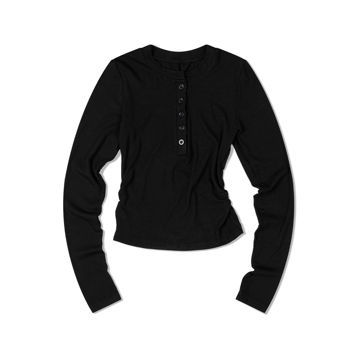 모아(MOAA) 헨리넥 사이드 셔링 롱 슬리브 (BLACK)