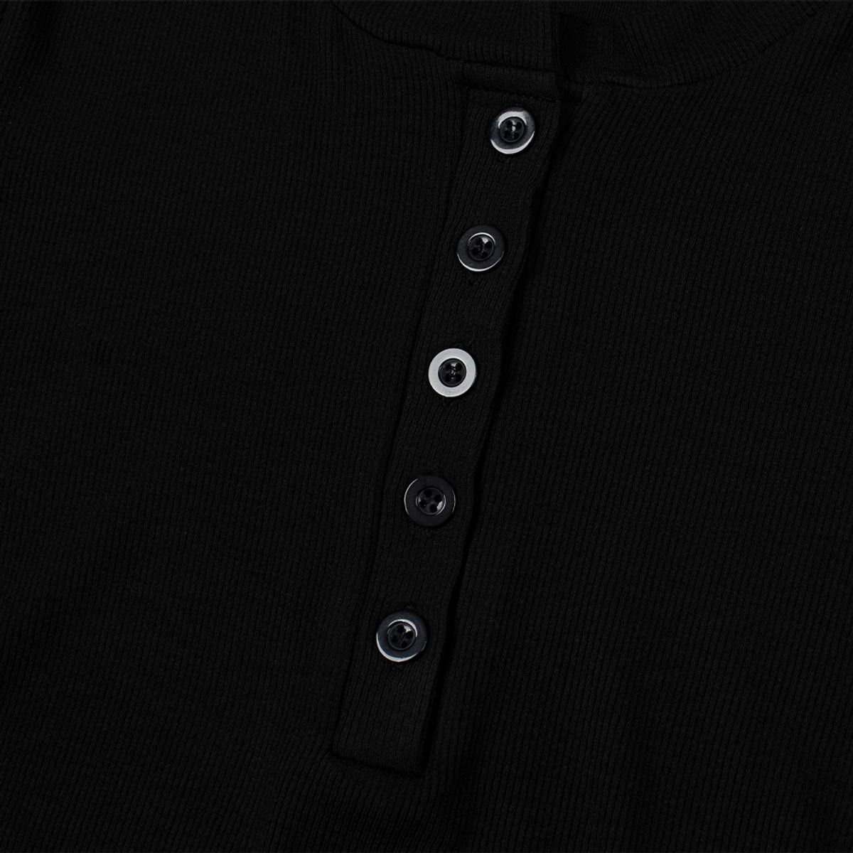 모아(MOAA) 헨리넥 사이드 셔링 롱 슬리브 (BLACK)