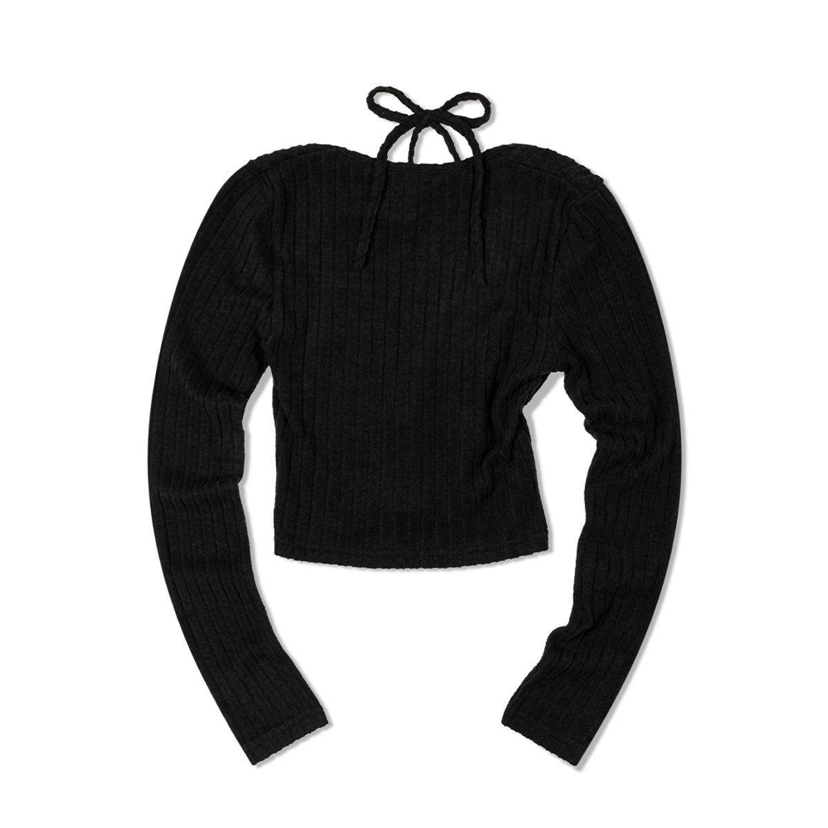 모아(MOAA) 크롭 홀터넥 레이어드 가디건 (BLACK)