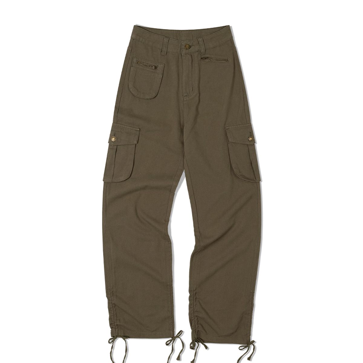 모아(MOAA) Hem 셔링 카고 트라우저 (KHAKI)