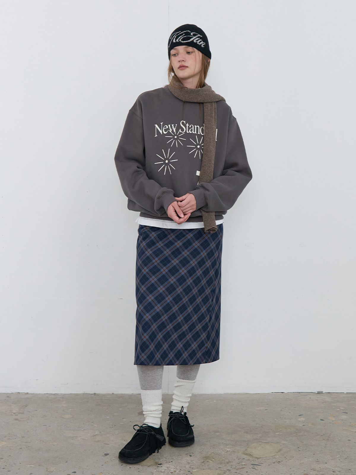 기준(KIJUN) Merino Wool Short Muffler Brown