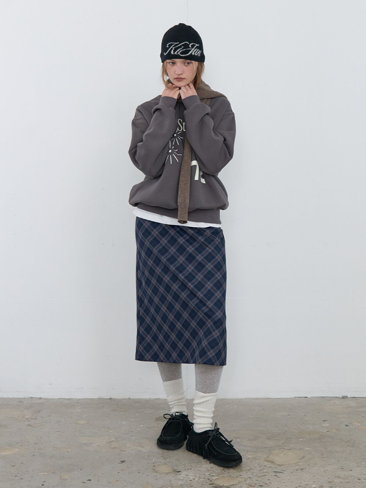 기준(KIJUN) Merino Wool Short Muffler Brown