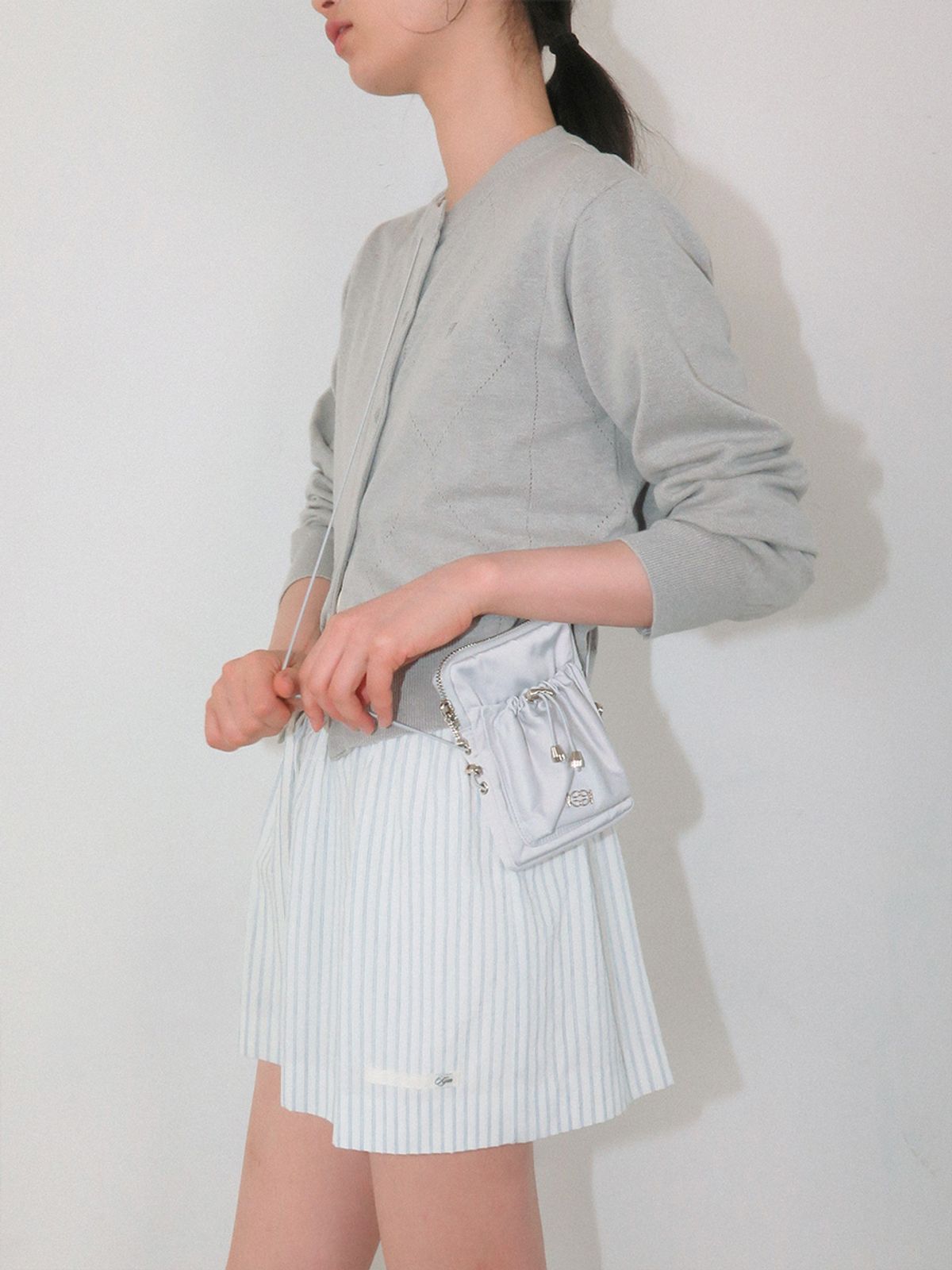 기준(KIJUN) Drawstring Mini Bag Silver