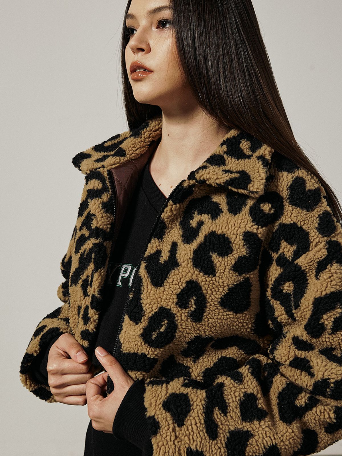 키티포터리(KITTY POTTERY) REOPARD CROP COLOR JACKET [BROWN]