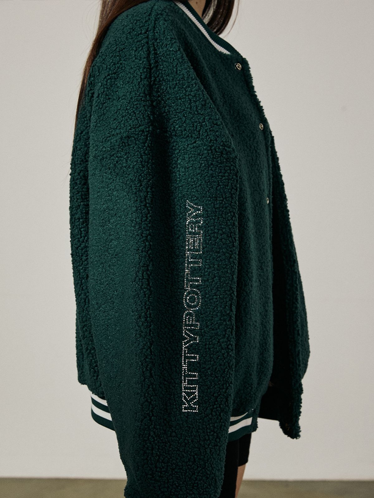 키티포터리(KITTY POTTERY) POLICE BARSITY JACKET [GREEN]