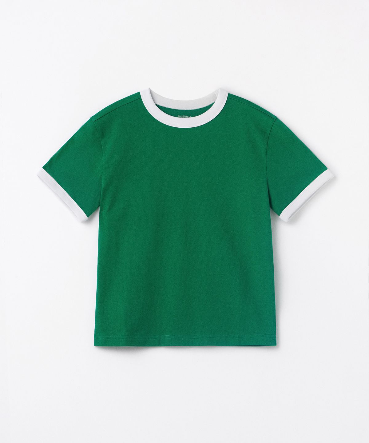무신사 스탠다드 키즈(MUSINSA STANDARD KIDS) 릴렉스드 링거 티셔츠 [아이리시 그린]