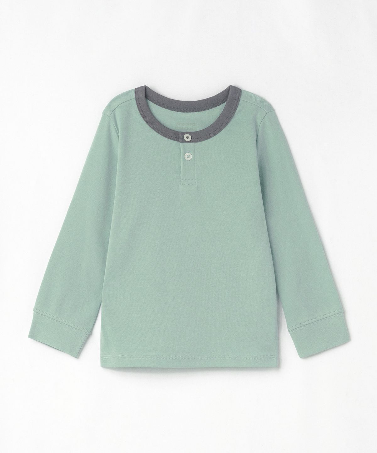 무신사 스탠다드 키즈(MUSINSA STANDARD KIDS) 컬러 블록 헨리 넥 실내복 세트 [더스티 민트/그레이]