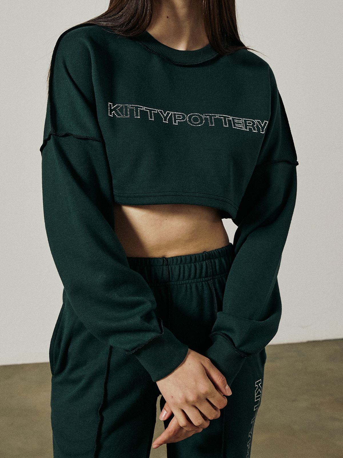 키티포터리(KITTY POTTERY) STITCH LOGO SWEAT SHIRTS [GREEN]