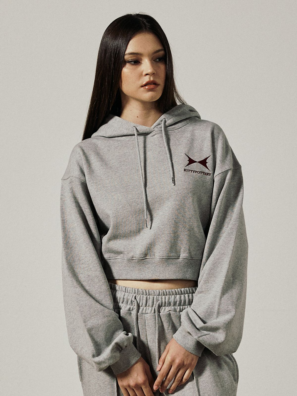 키티포터리(KITTY POTTERY) SYMBOL LOGO HOODIE [GREY]