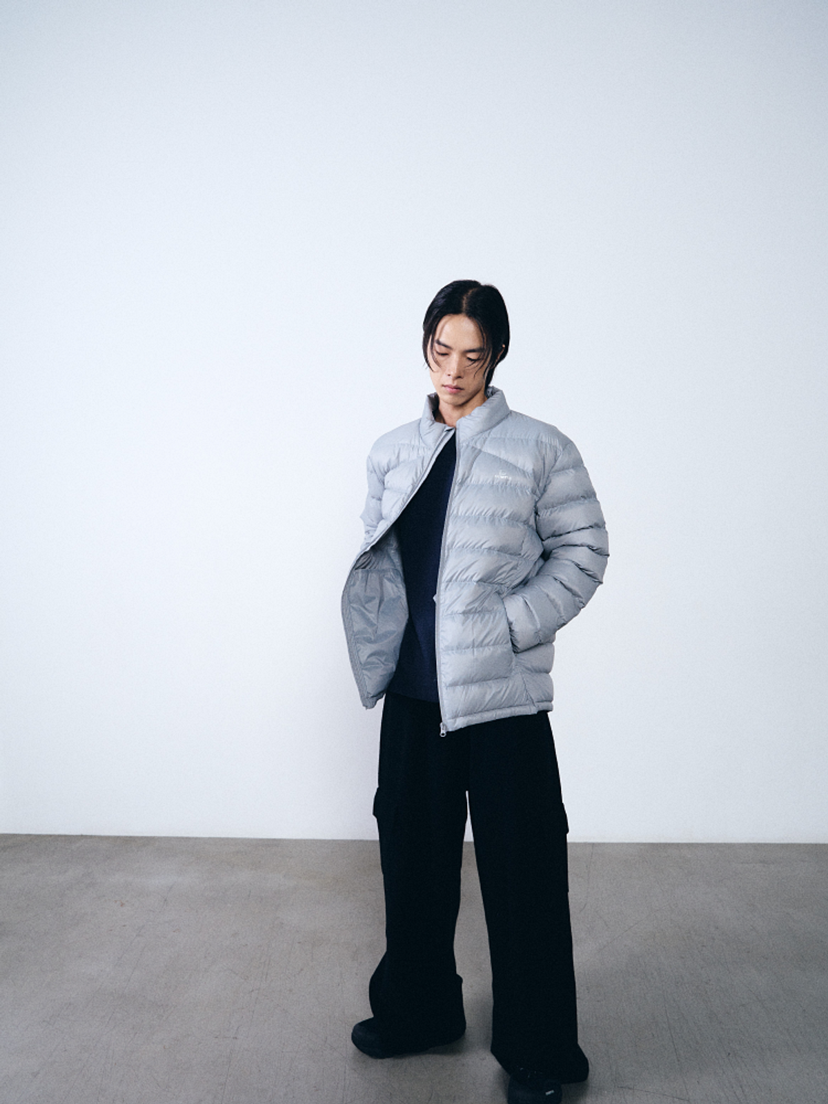 험토(HUMTTO) 남성 덕다운 경량 패딩 파울러(Grey blue)