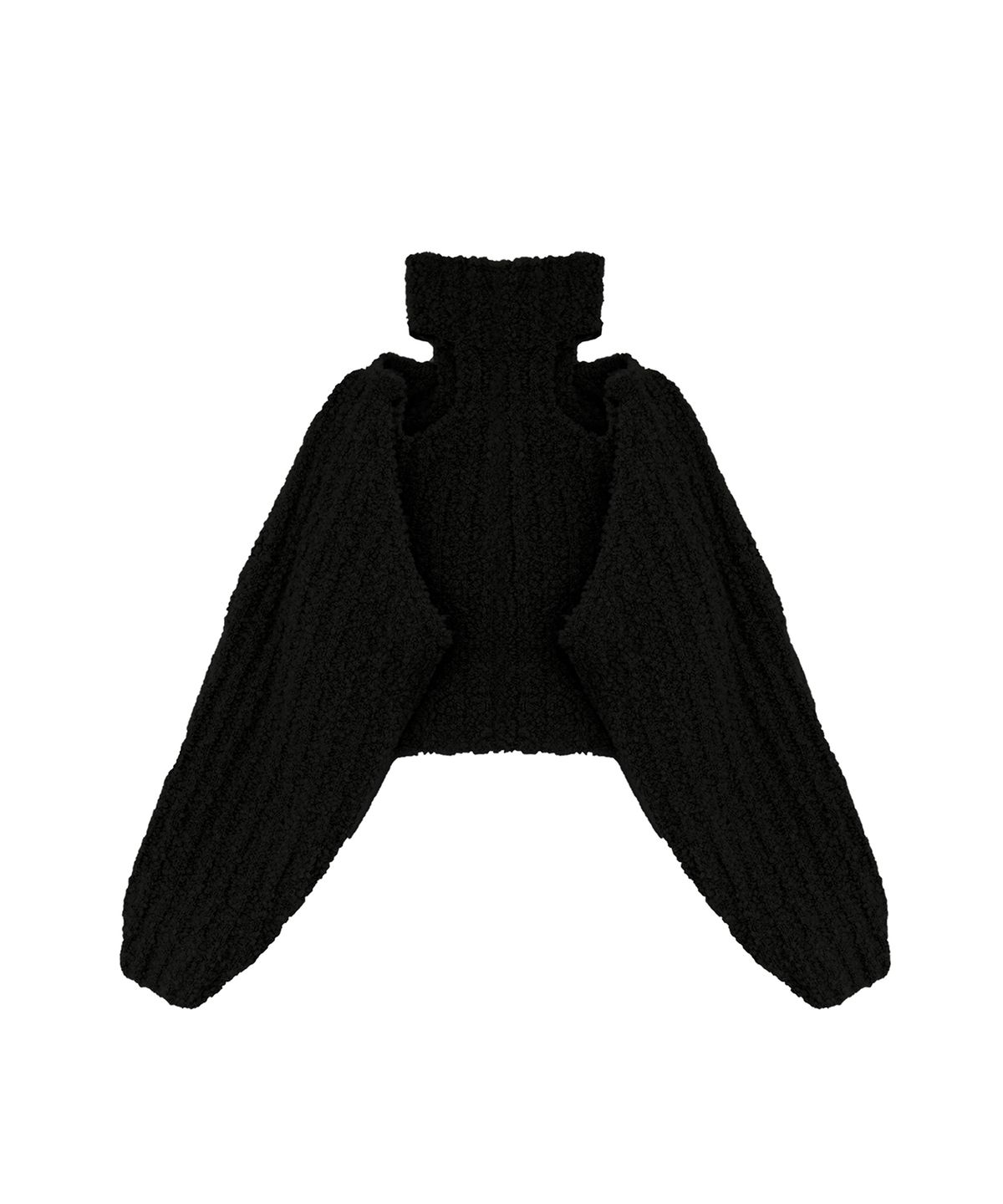 트리밍버드(TREEMINGBIRD) Shoulder Cutouts Knit Set-up Bolero&Sleeveless [ Black ]