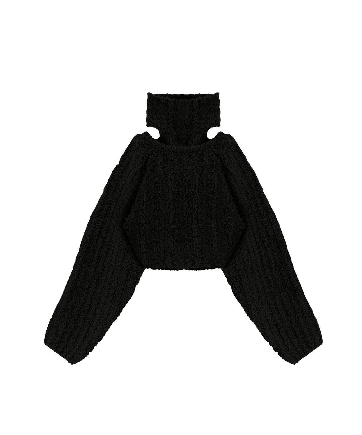 트리밍버드(TREEMINGBIRD) Shoulder Cutouts Knit Set-up Bolero&Sleeveless [ Black ]
