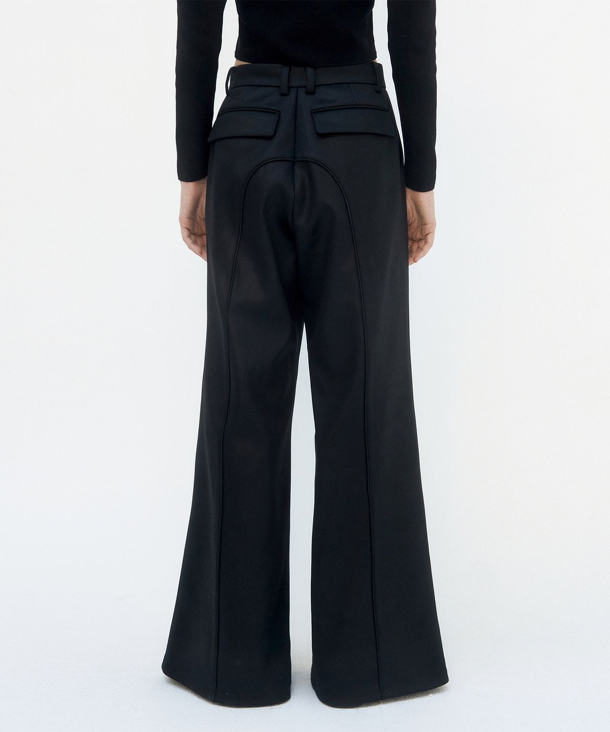 트리밍버드(TREEMINGBIRD) Suede Piping Classic Set-up Pants [ Black ]