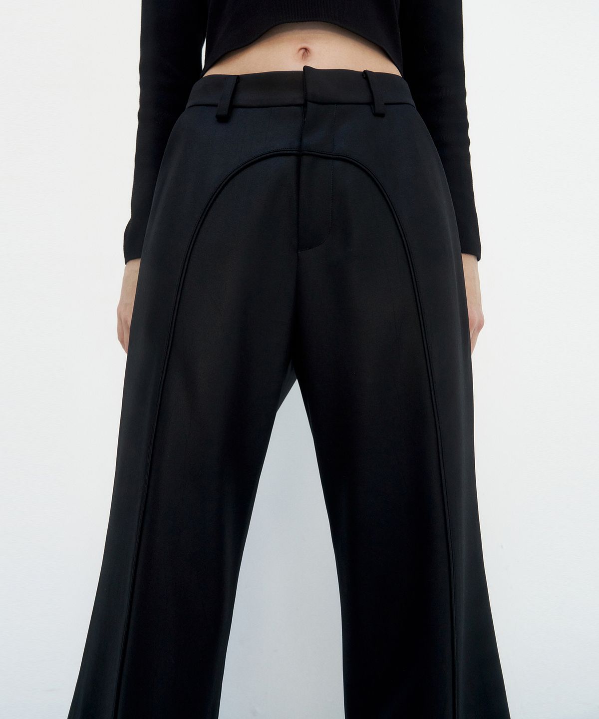 트리밍버드(TREEMINGBIRD) Suede Piping Classic Set-up Pants [ Black ]