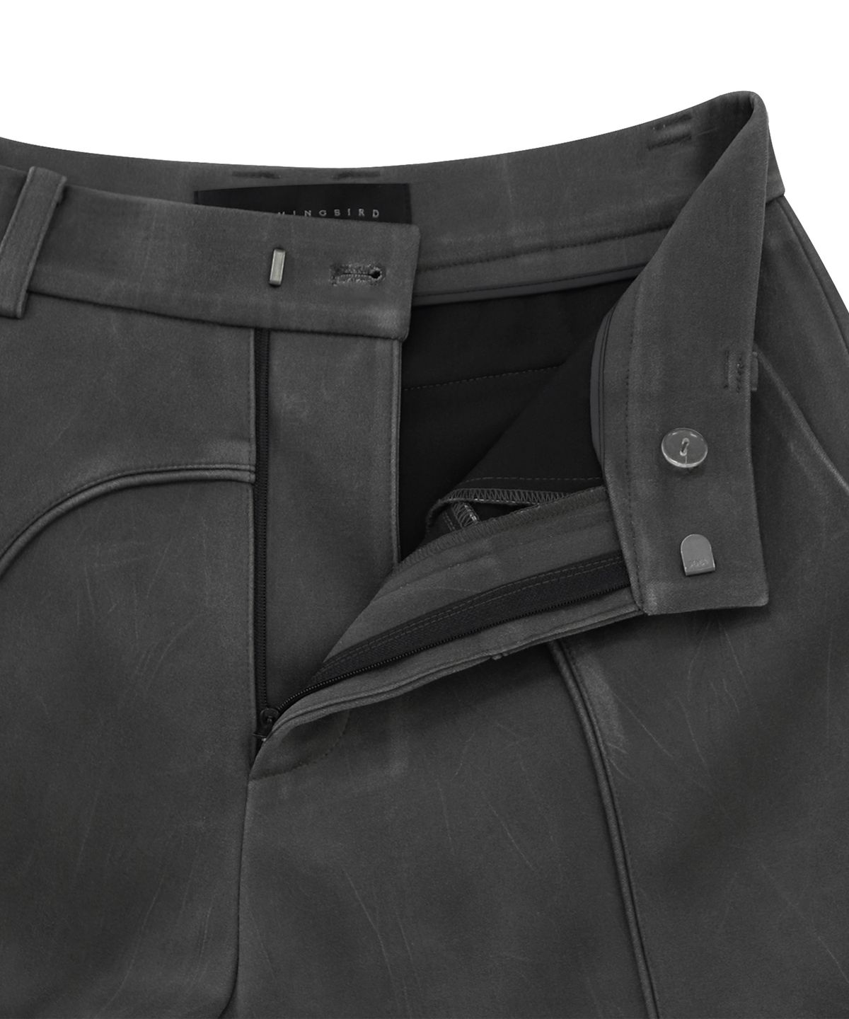 트리밍버드(TREEMINGBIRD) Suede Piping Classic Set-up Pants [ Charcoal ]