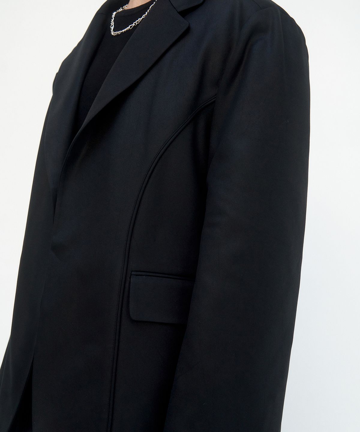 트리밍버드(TREEMINGBIRD) Suede Piping Classic Set-up Jacket [ Black ]