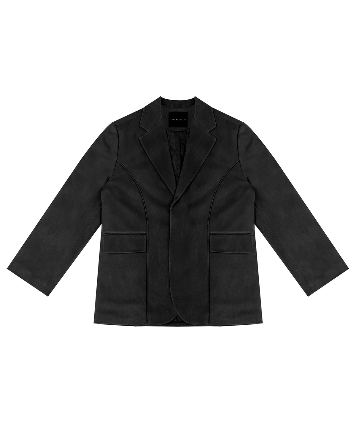 트리밍버드(TREEMINGBIRD) Suede Piping Classic Set-up Jacket [ Black ]