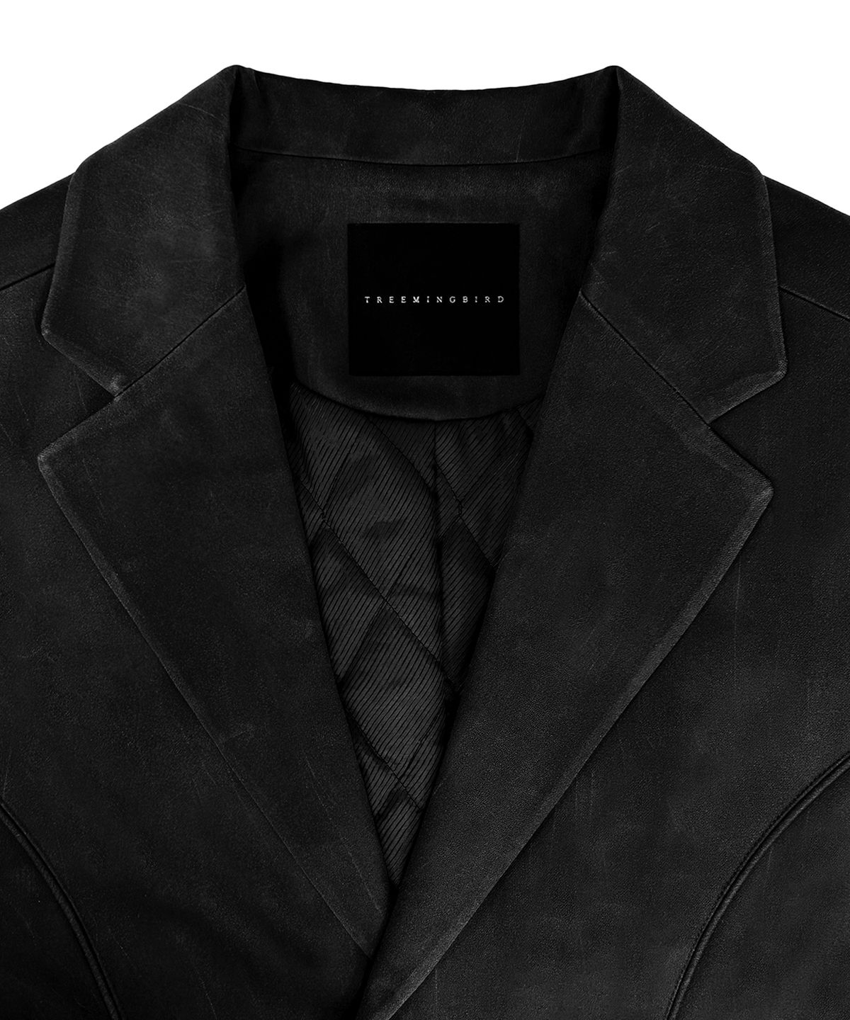 트리밍버드(TREEMINGBIRD) Suede Piping Classic Set-up Jacket [ Black ]