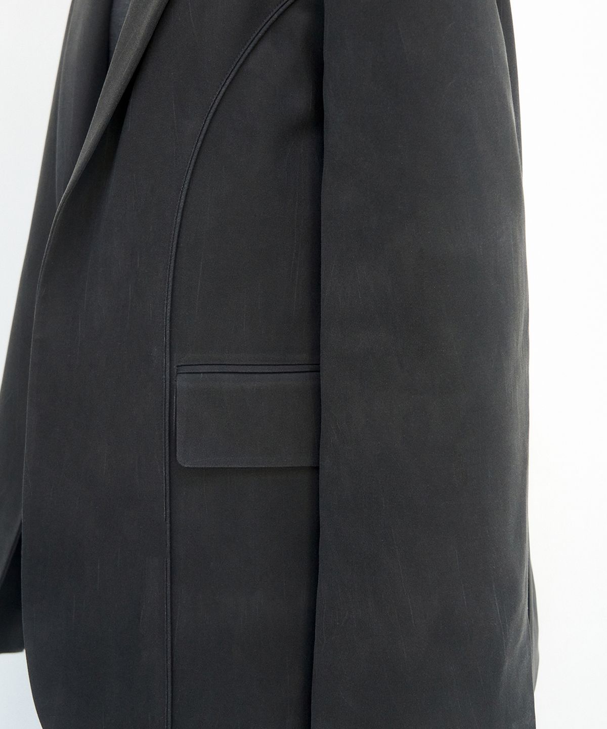 트리밍버드(TREEMINGBIRD) Suede Piping Classic Set-up Jacket [ Charcoal ]