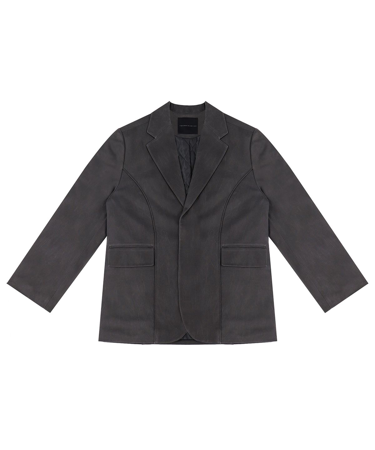 트리밍버드(TREEMINGBIRD) Suede Piping Classic Set-up Jacket [ Charcoal ]