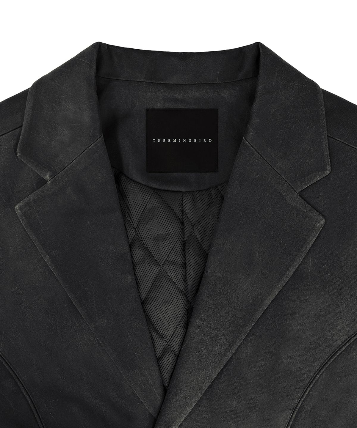 트리밍버드(TREEMINGBIRD) Suede Piping Classic Set-up Jacket [ Charcoal ]
