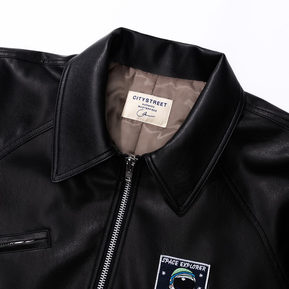 시티스트리트(CITY STREET) VEGAN LEATHER PADED JACKET SPACE - BLACK