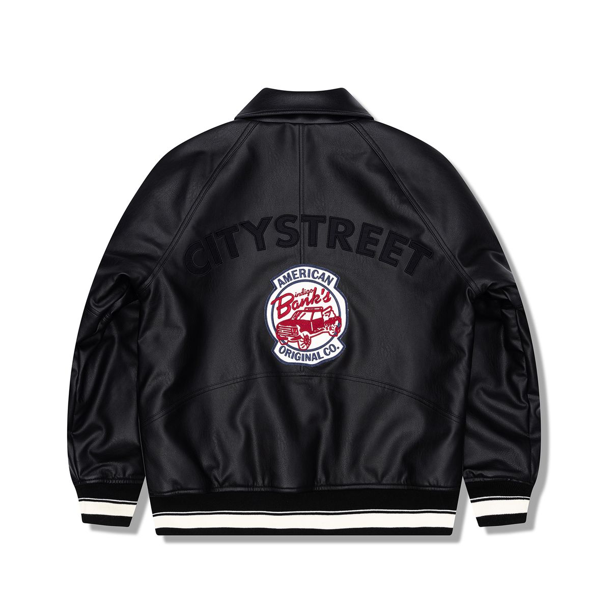 시티스트리트(CITY STREET) VEGAN LEATHER PADED JACKET VINTAGE - BLACK