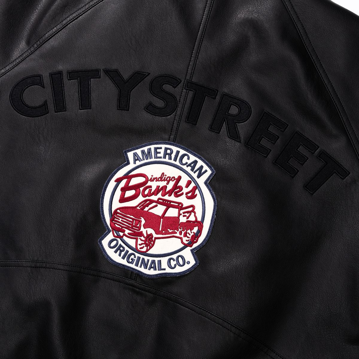 시티스트리트(CITY STREET) VEGAN LEATHER PADED JACKET VINTAGE - BLACK
