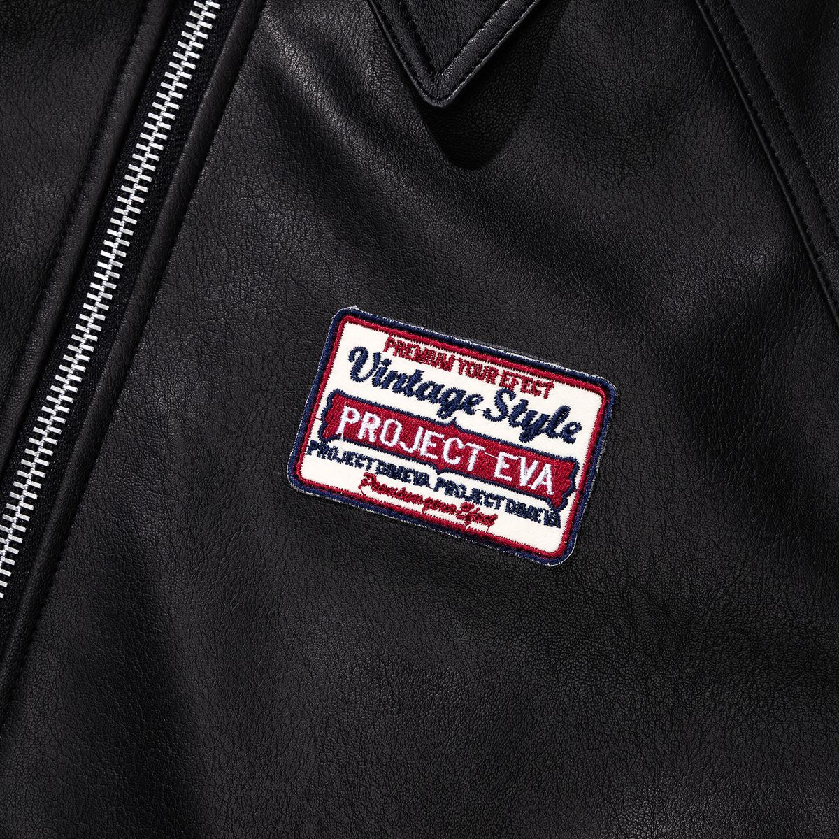 시티스트리트(CITY STREET) VEGAN LEATHER PADED JACKET VINTAGE - BLACK