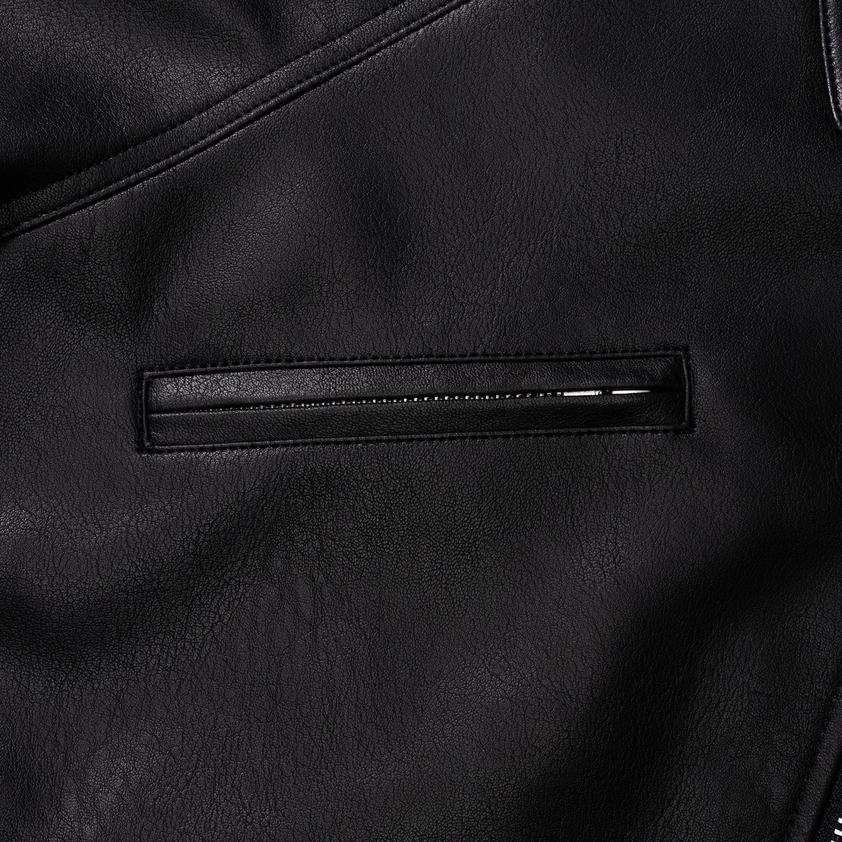 시티스트리트(CITY STREET) VEGAN LEATHER PADED JACKET VINTAGE - BLACK