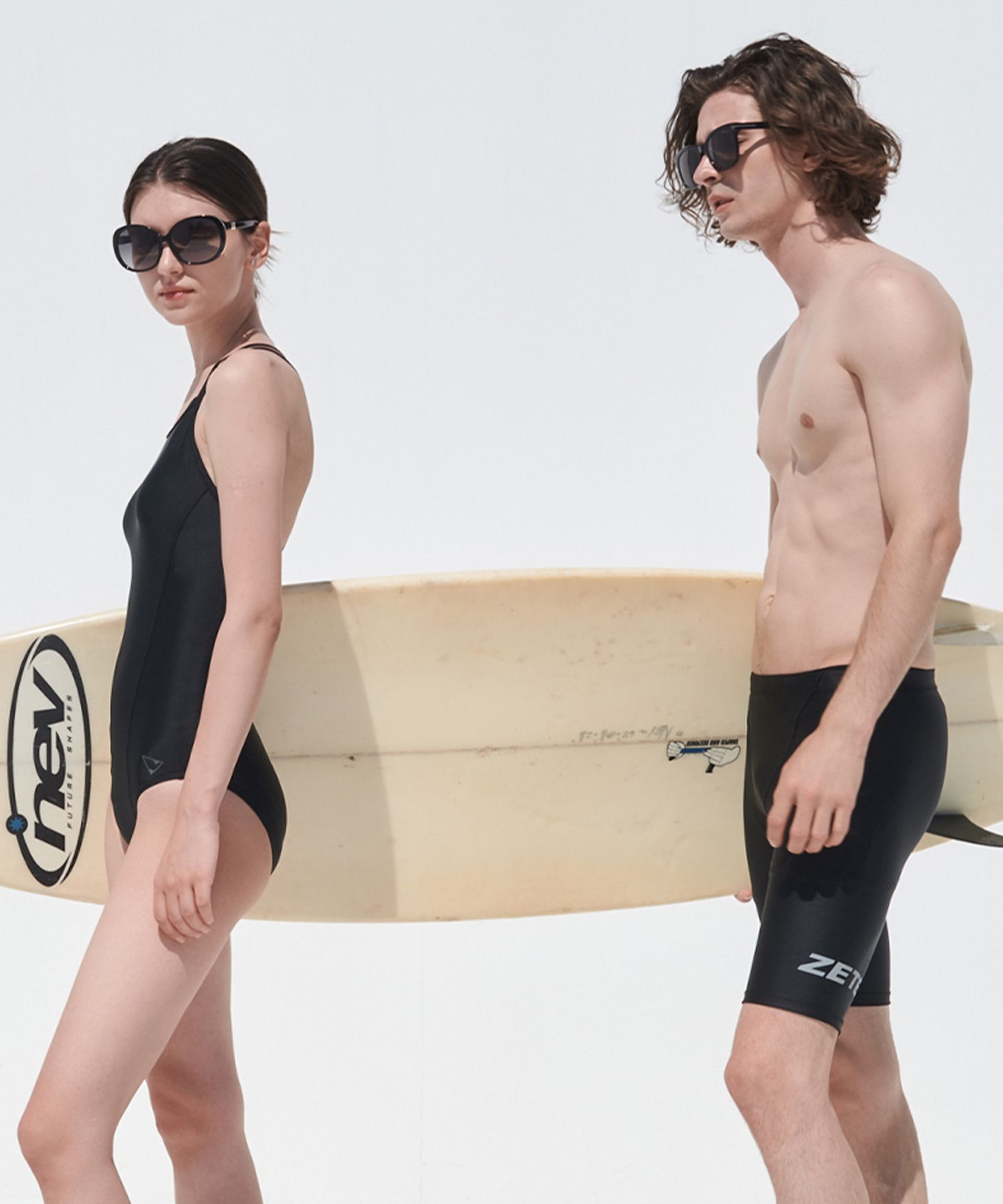 MUSINSA | ZETES Women's Double Strap All Black One-Piece
