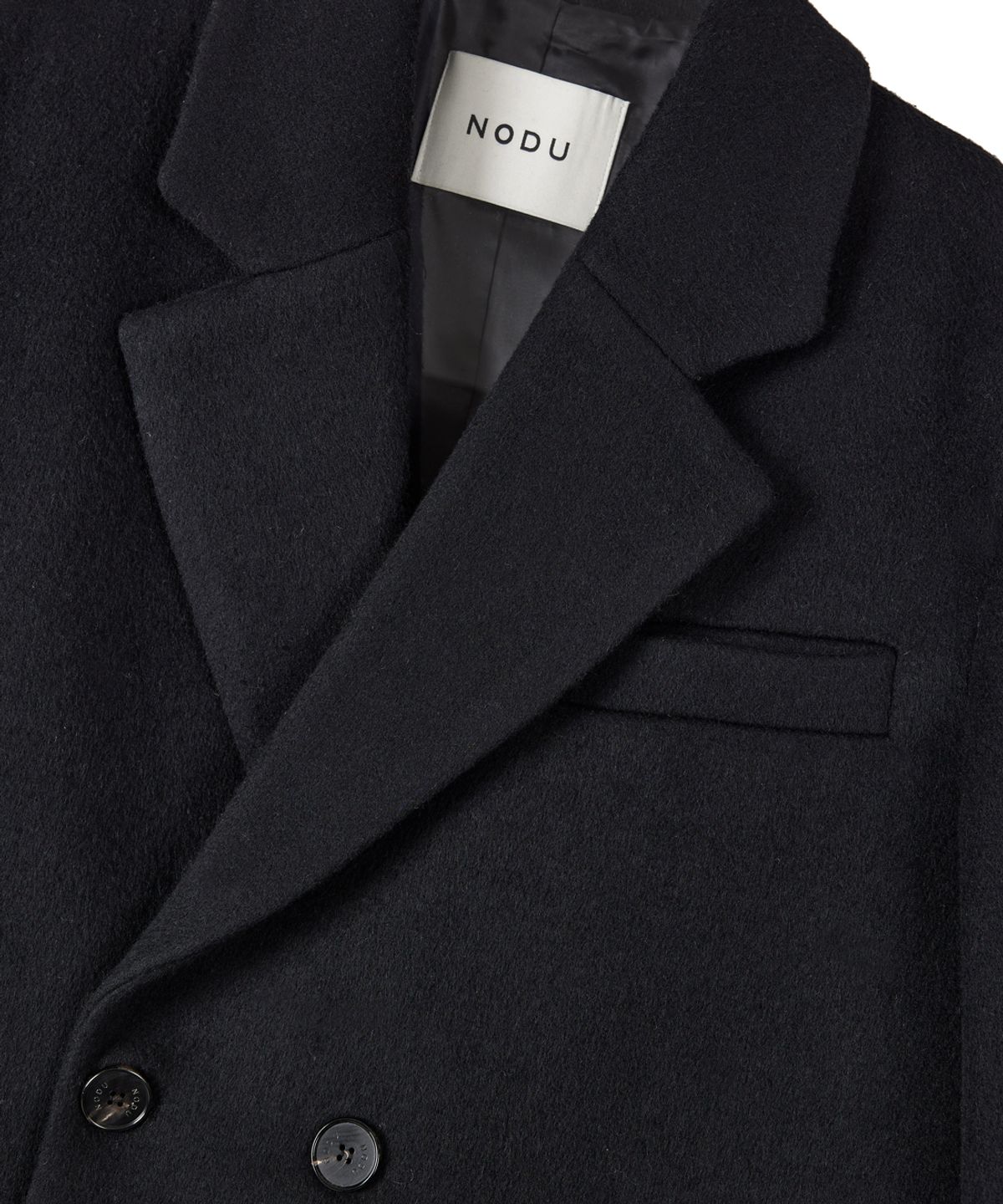 노드유(NODU) 울 블렌디드 더블 코트 [블랙]