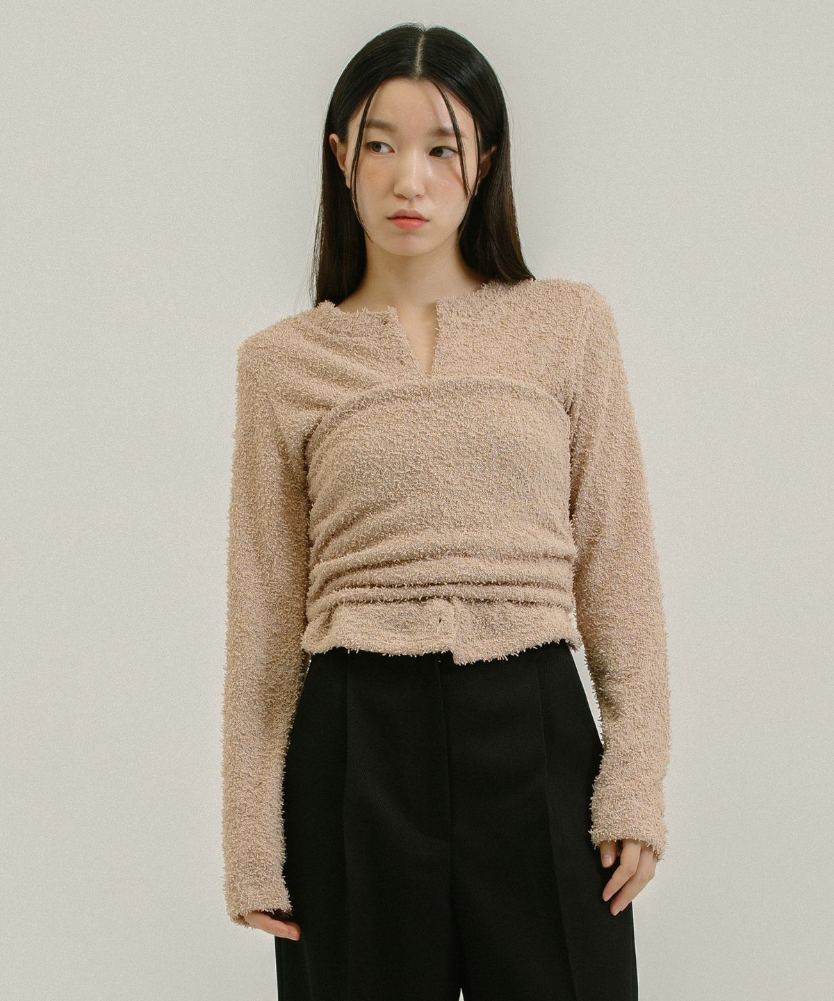 네벨에브리웨어(NEBELEVERYWEAR) (Set) Boucle Cardigan + Top (3 Color)
