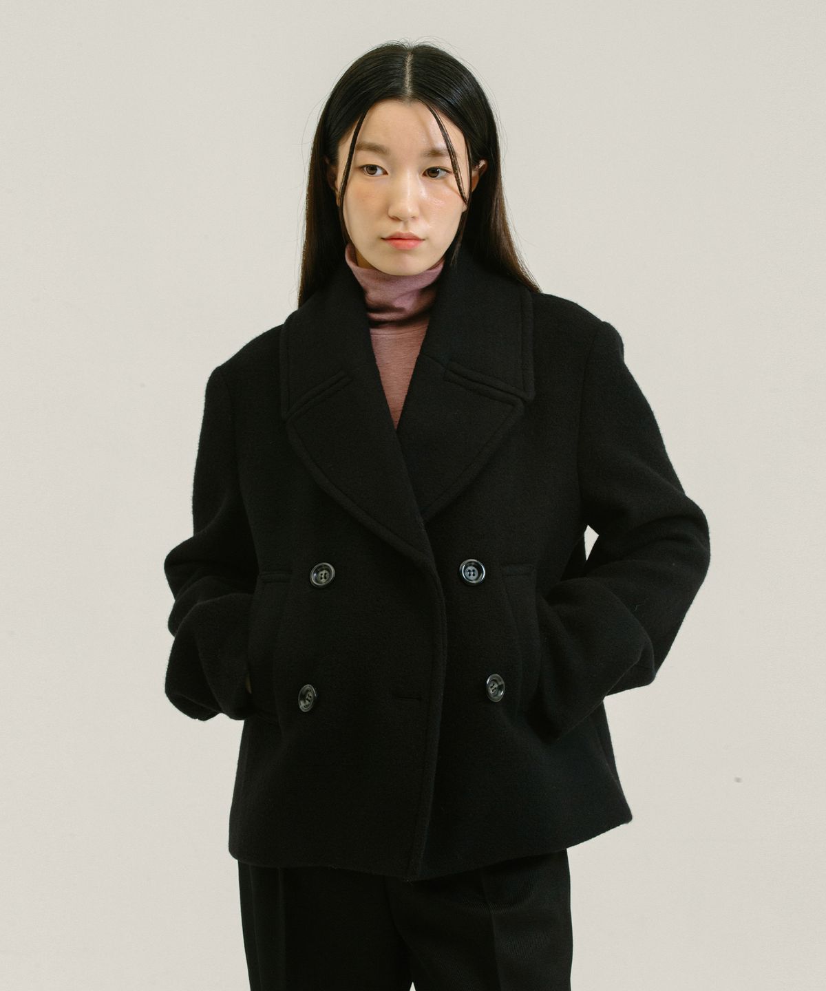 네벨에브리웨어(NEBELEVERYWEAR) Merino Wool Double Coat_Black