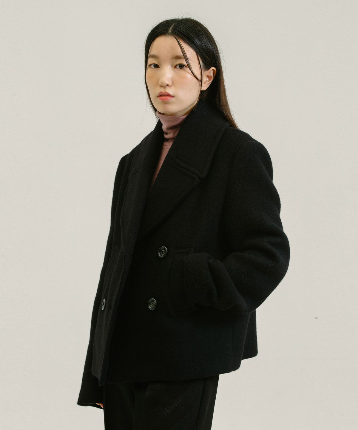 네벨에브리웨어(NEBELEVERYWEAR) Merino Wool Double Coat_Black